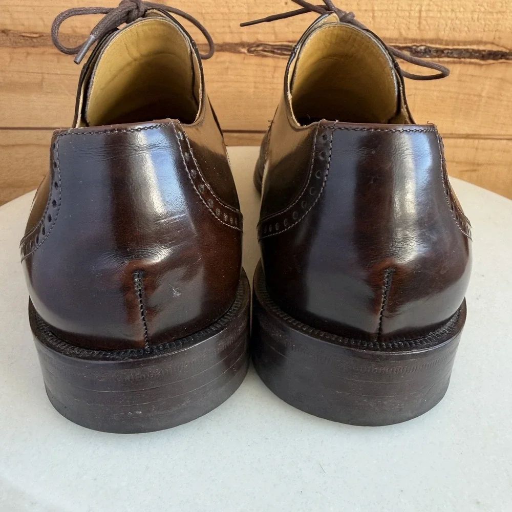 Mezlan Dress Shoes 9M Dark Brown Leather‎ Oxford Apron Square Toe Derby *Scuffs*